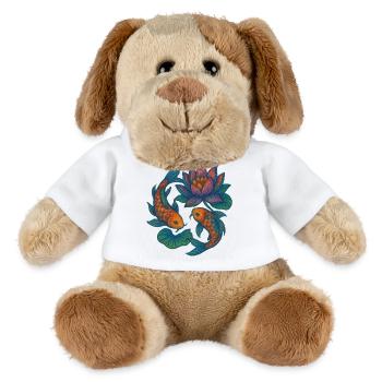 Lebendige Koi- und Lotus-Wasserszene - MiniFeet® Hund Helge - Weiß - Vorne
