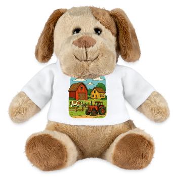 Ländliche Farm mit rotem Traktor - MiniFeet® Hund Helge - Weiß - Vorne