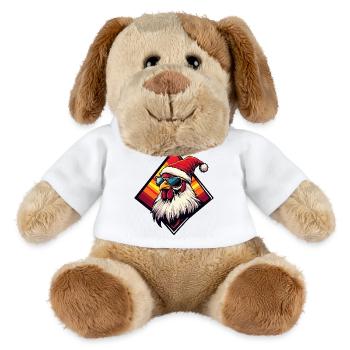 Poulet de Noël dans un coucher de soleil rétro - Chien en peluche Helge MiniFeet® - blanc - Devant