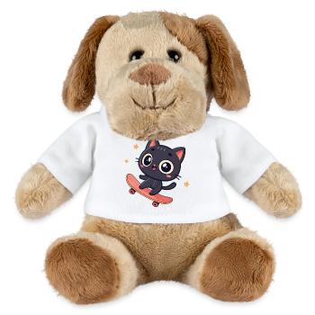 Chat kawaii sur planche à roulettes - Chien en peluche Helge MiniFeet® - blanc - Devant