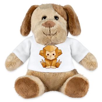 Origami Affe – Rockhandzeichen Polygon Style - MiniFeet® Hund Helge - Weiß - Vorne
