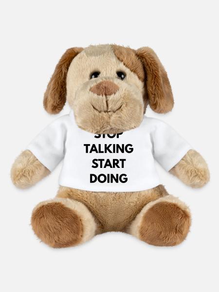 Stop talking start doing - Chien en peluche Helge MiniFeet® - blanc