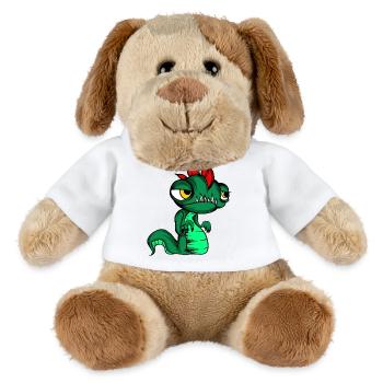 Niedliches Fantasy-Echsen-Schlangen-Kindershirt - MiniFeet® Hund Helge - Weiß - Vorne