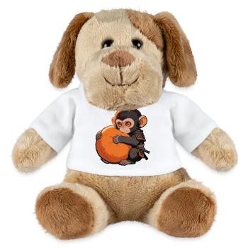 Süßer Baby Affe gibt Faustschlag Monkey Punch - MiniFeet® Hund Helge - Weiß - Vorne