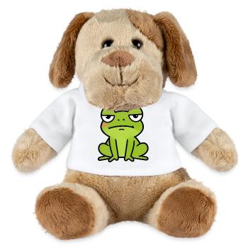 Sleepy Green Frog Cartoon - MiniFeet® Dog Helge - white - Front