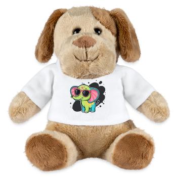 Bunter Elefant mit rosa Brille - MiniFeet® Hund Helge - Weiß - Vorne