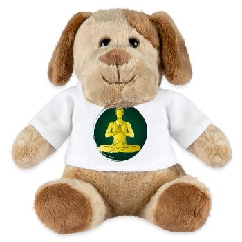 Yoga Mann Grün Meditation Zen Wellness Pose  - MiniFeet® Hund Helge - Weiß - Vorne