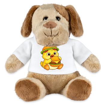 Burger de dessin animé Poulet sucré et poussins - Chien en peluche Helge MiniFeet® - blanc - Devant