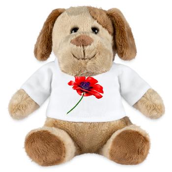 Fleur de pavot rouge,poppy rouge - Chien en peluche Helge MiniFeet® - blanc - Devant