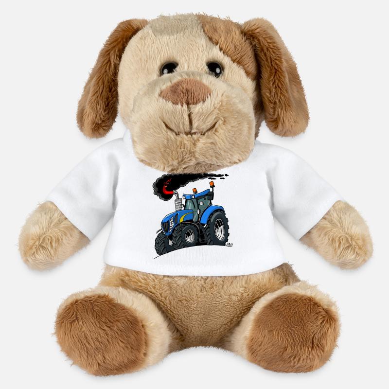 Blauer Traktor - MiniFeet® Hund Helge - Weiß