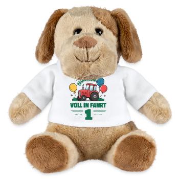 Cooler Traktor 1. Geburtstag: Bestseller Geschenk! - MiniFeet® Hund Helge - Weiß - Vorne
