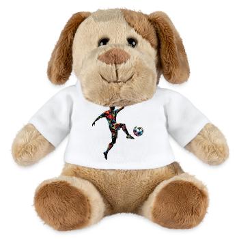 dynamischer Fußballspieler spielt Fußball - MiniFeet® Hund Helge - Weiß - Vorne