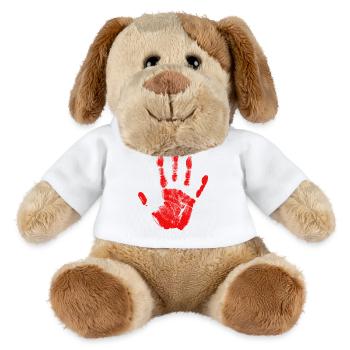 Empreinte de main, identité peinte, doigts et paume - Chien en peluche Helge MiniFeet® - blanc - Devant