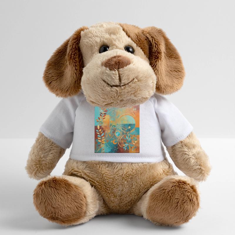 Composition abstraite avec des feuilles et des cercles Chien en peluche Helge MiniFeet®