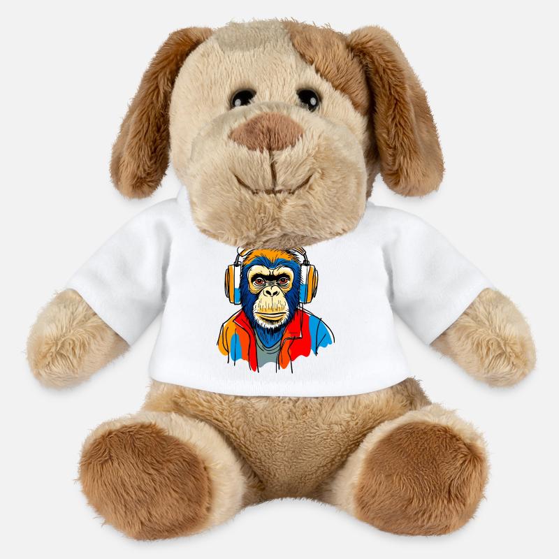 Affe mit Kopfhörern - MiniFeet® Hund Helge - Weiß