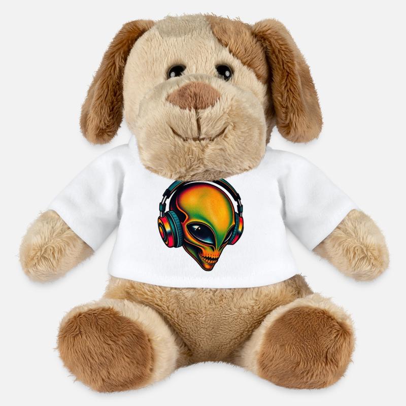 Tête d’extraterrestre multicolore - Chien en peluche Helge MiniFeet® - blanc