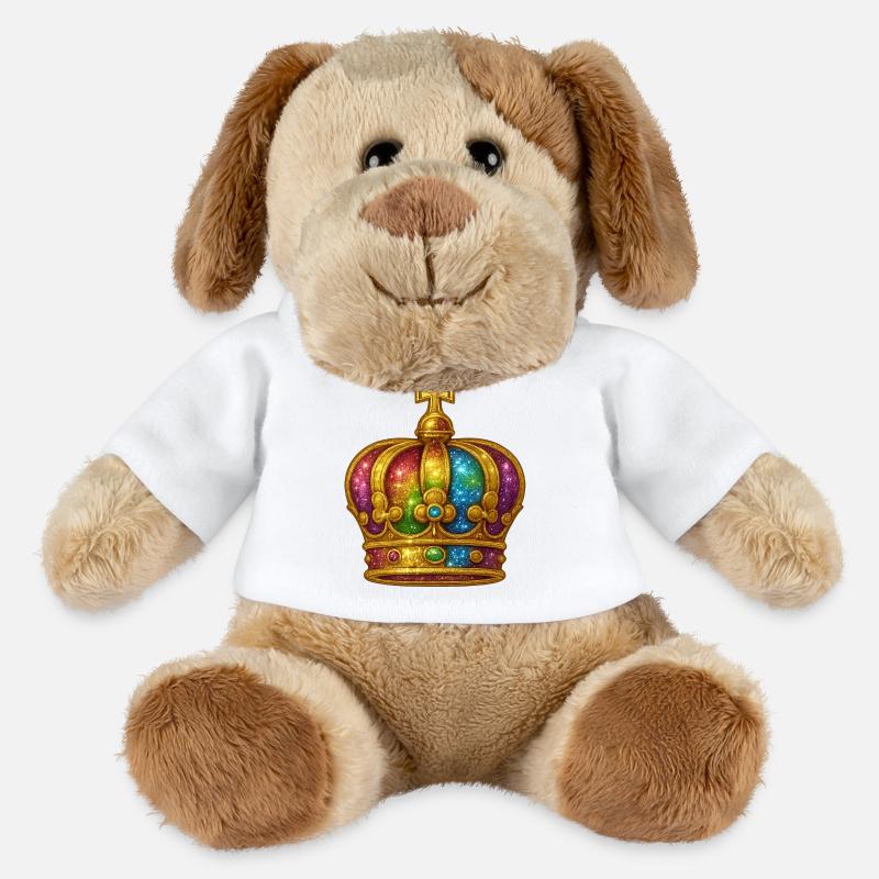 Goldene Krone mit Regenbogen-Effekt - MiniFeet® Hund Helge - Weiß