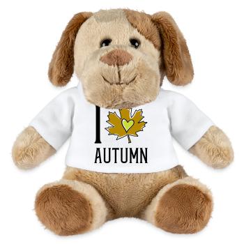 Herz im Herbstblatt - MiniFeet® Hund Helge - Weiß - Vorne