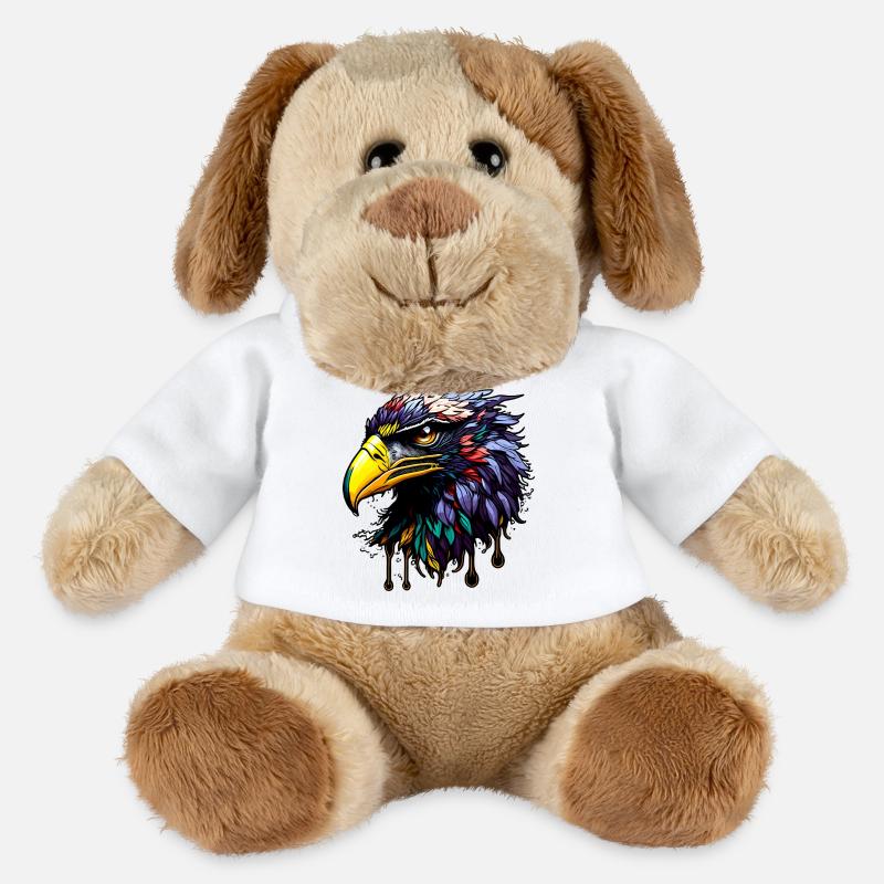 Colorful eagle with bright feathers - MiniFeet® Dog Helge - white