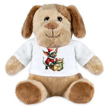 Lutin de Noël vert avec sac - Chien en peluche Helge MiniFeet® - blanc - Devant