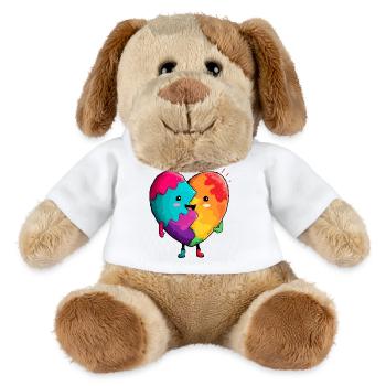 Câlin au cœur arc-en-ciel - Chien en peluche Helge MiniFeet® - blanc - Devant
