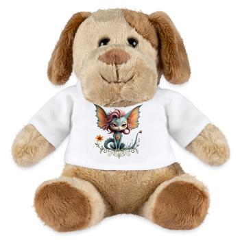 Blauer Drache mit blumigen Flügeln - MiniFeet® Hund Helge - Weiß - Vorne