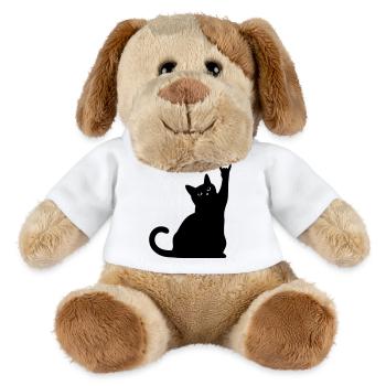 Schwarze Katze – Devil Horns Silhouette - MiniFeet® Hund Helge - Weiß - Vorne
