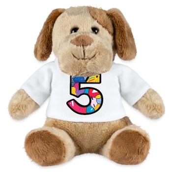 5 Zahl Bunt - MiniFeet® Hund Helge - Weiß - Vorne