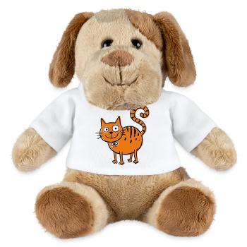 Chat de dessin animé drôle aux grands yeux - Chien en peluche Helge MiniFeet® - blanc - Devant
