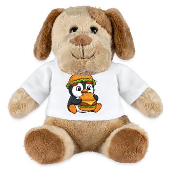 Pingouin mignon avec motif de dessin animé de burger - Chien en peluche Helge MiniFeet® - blanc - Devant