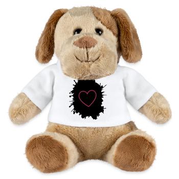 Neon Pink Herz-Umriss auf Schwarz - MiniFeet® Hund Helge - Weiß - Vorne