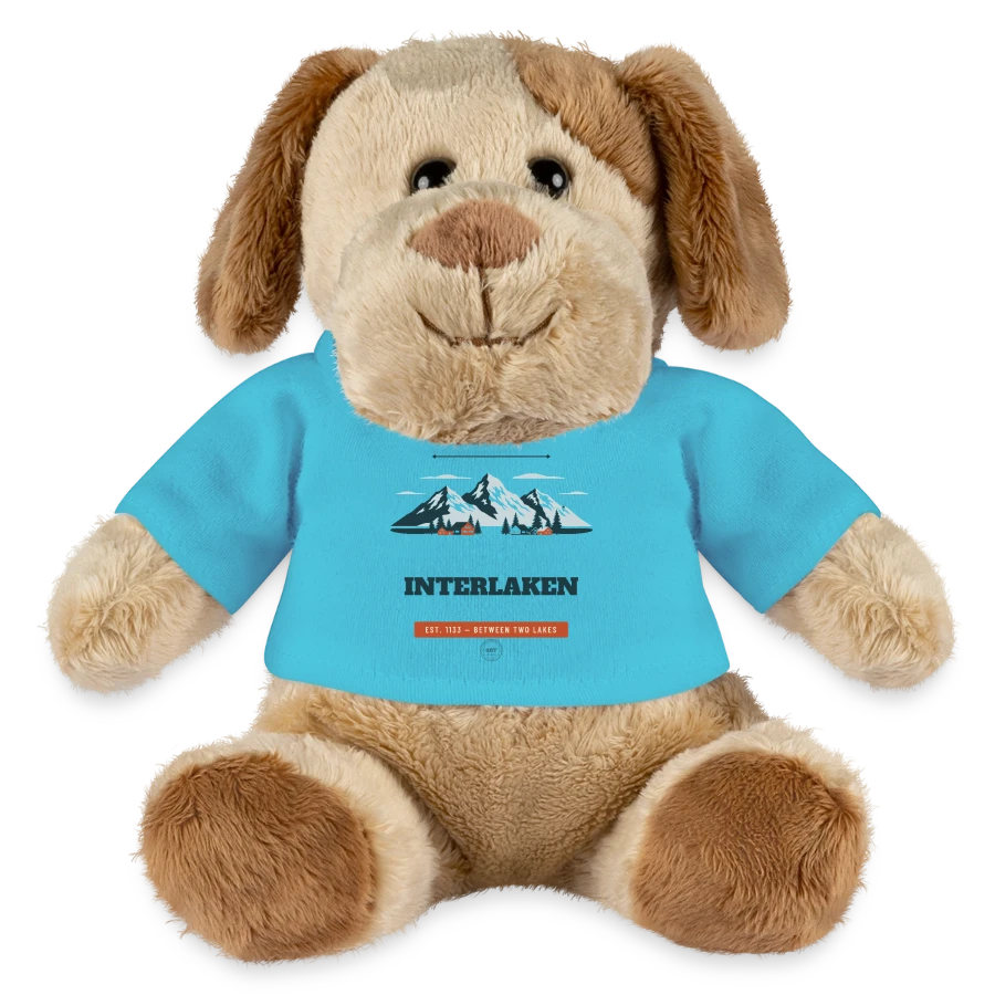 Interlaken badge on a minifeet® dog helge, atoll blue