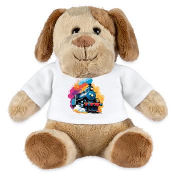bunte Dampflokomotive für kleine Eisenbahner - MiniFeet® Hund Helge - Weiß - Vorne