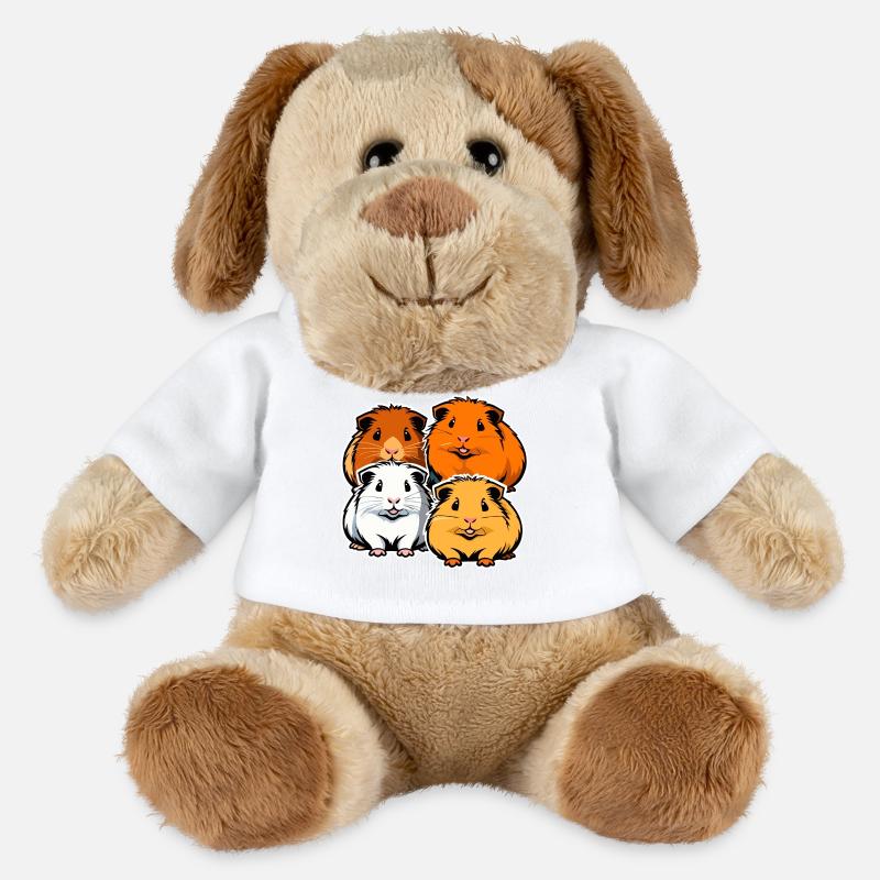Quatre cochons d'Inde mignons - Chien en peluche Helge MiniFeet® - blanc