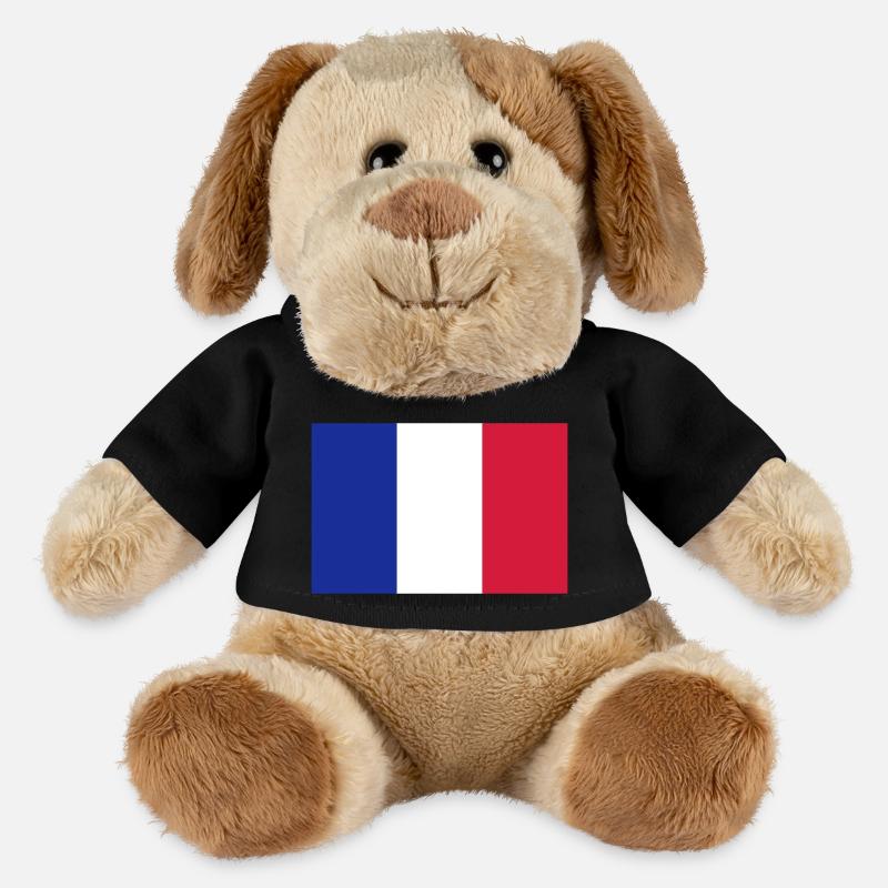 Drapeau français / French flag - Chien en peluche Helge MiniFeet® - noir
