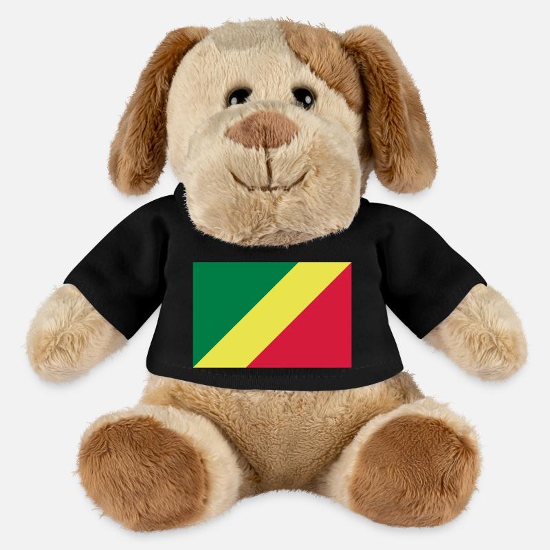 Drapeau Congo / Congo flag - Chien en peluche Helge MiniFeet® - noir