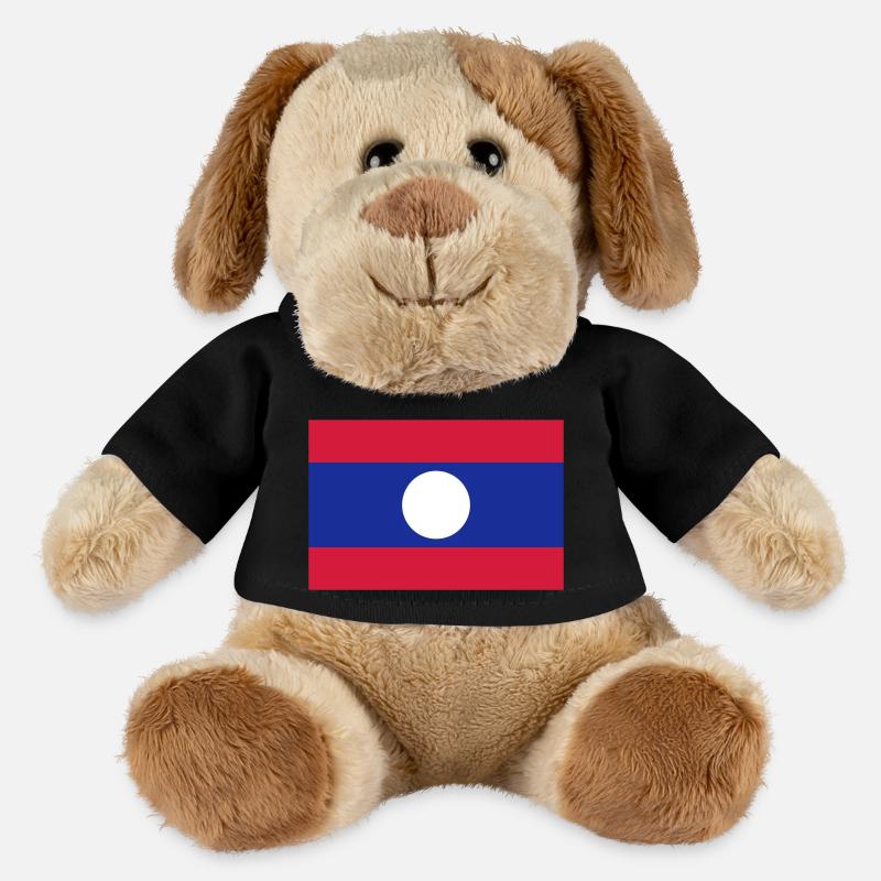 Laos flag / Drapeau Laos - Chien en peluche Helge MiniFeet® - noir