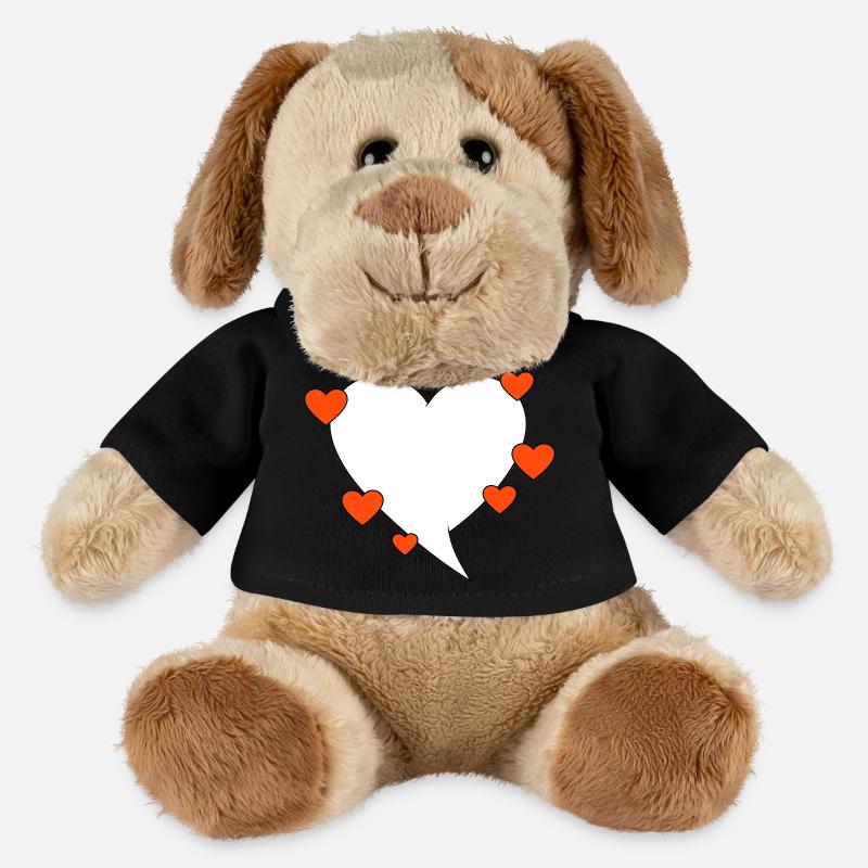 Bulle de dialogue avec des cœurs - Chien en peluche Helge MiniFeet® - noir