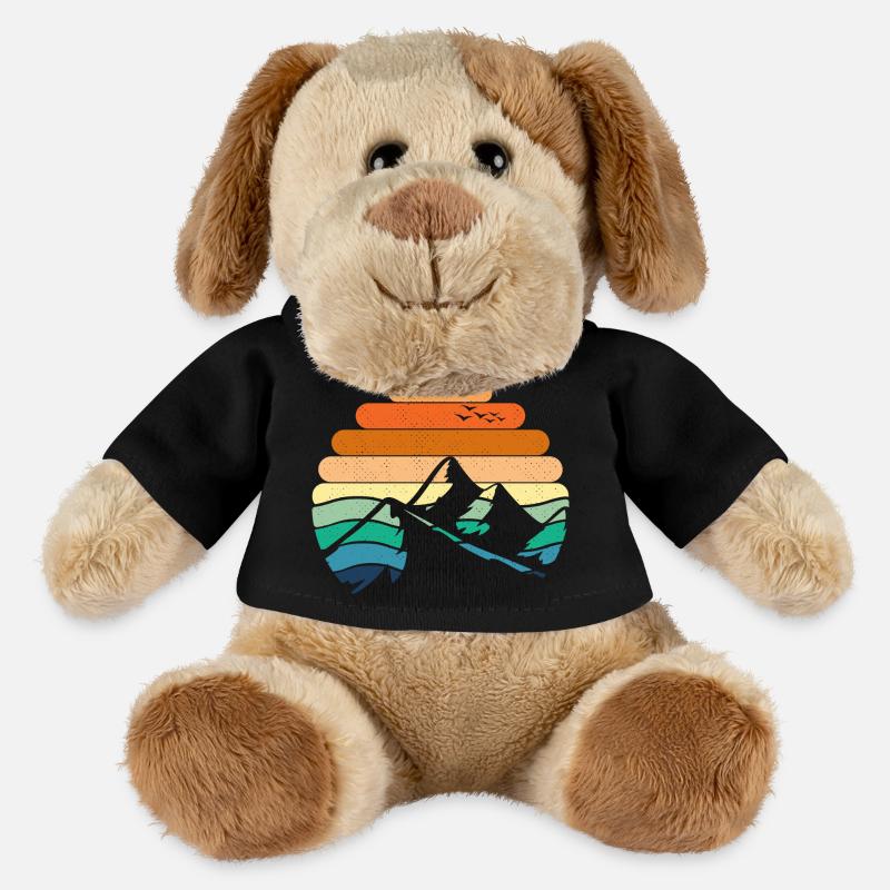 Paysage de montagne Coucher de soleil - Chien en peluche Helge MiniFeet® - noir