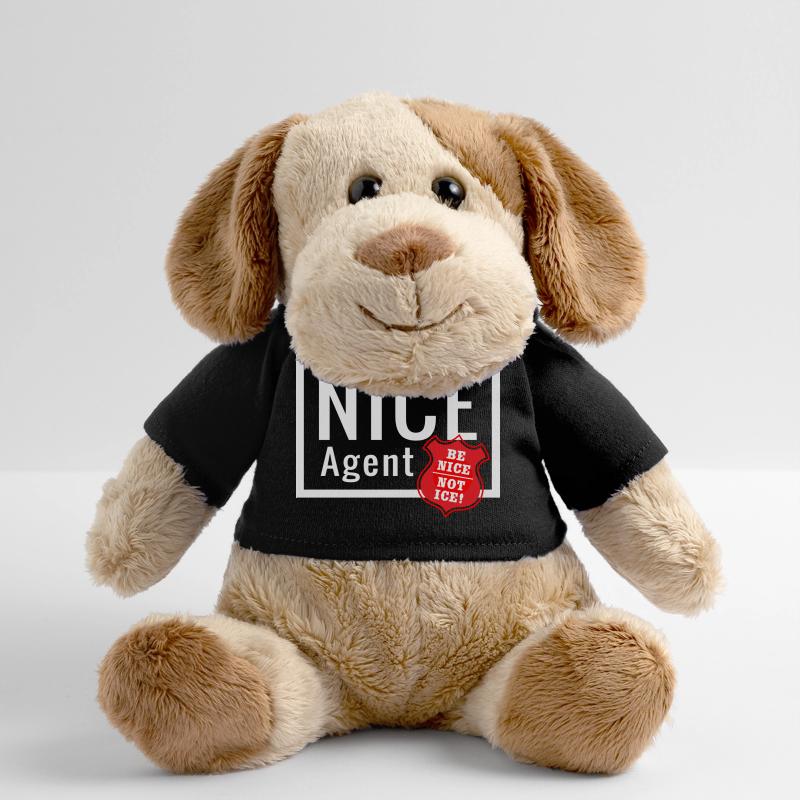 Logo d’agent NICE avec badge statement be nice Chien en peluche Helge MiniFeet®