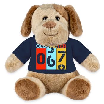 Oldometer 67 Drôle 67e anniversaire Rétro - Chien en peluche Helge MiniFeet® - bleu marine - Devant