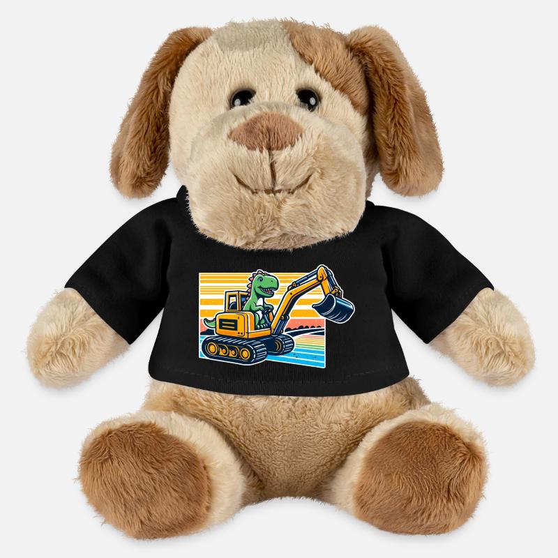 Dinosaur digger - Dino cool conduisant une excavatrice - Chien en peluche Helge MiniFeet® - noir