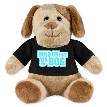 Hold On I See A Dog Hund Lustig Abgelenkt Spruch - MiniFeet® Hund Helge - Schwarz - Vorne