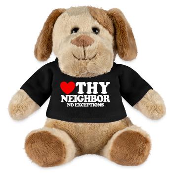 Liebe deinen Nächsten – ohne Ausnahme. Christliche - MiniFeet® Hund Helge - Schwarz - Vorne