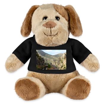Montagnes de montagne Paysage de montagne Poster - Chien en peluche Helge MiniFeet® - noir - Devant