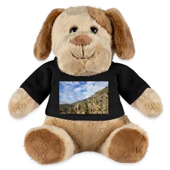 Montagnes de montagne Paysage de montagne Poster - Chien en peluche Helge MiniFeet® - noir - Devant