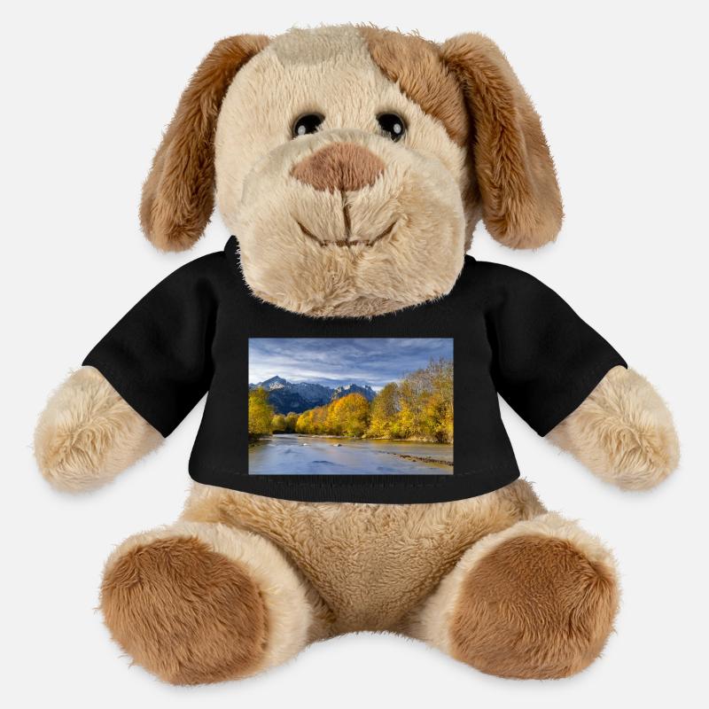 Herbststimmung an der Loisach mit Zugspitze - MiniFeet® Hund Helge - Schwarz