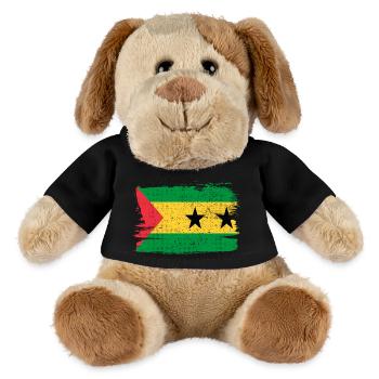 Sao Tomé-et-Príncipe Drapeau Drapeau Paix Vintage - Chien en peluche Helge MiniFeet® - noir - Devant
