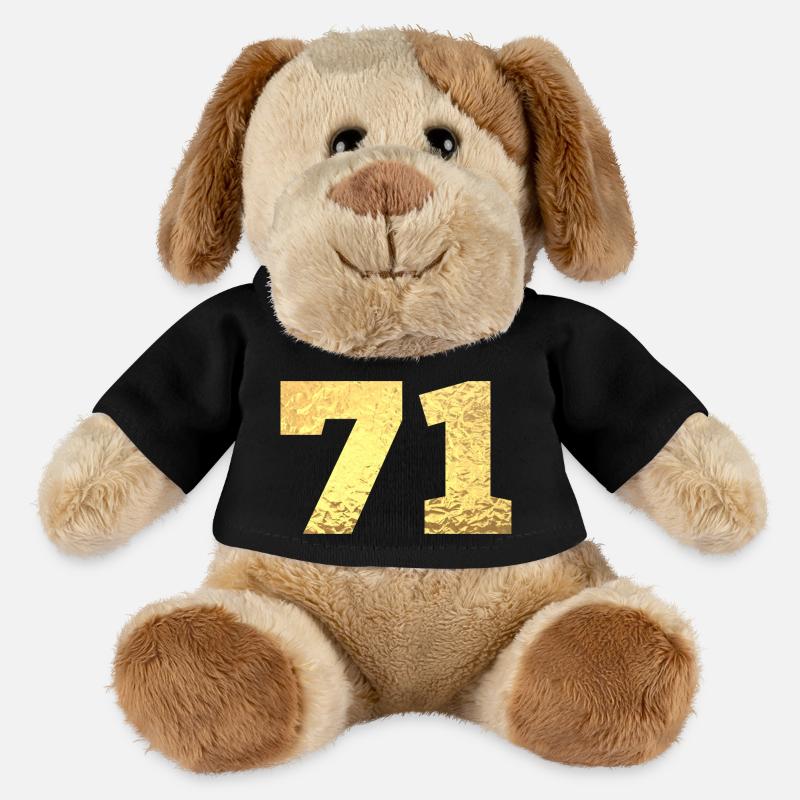 71 Gold Glitter - 71 Geburtstag - MiniFeet® Hund Helge - Schwarz