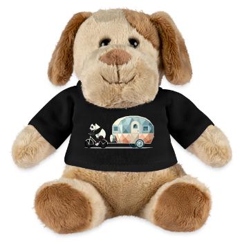 Panda avec caravane – Charmant design de voyage - Chien en peluche Helge MiniFeet® - noir - Devant